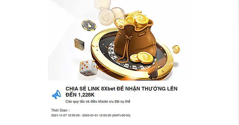 Chia sẻ liên kết 8xbet trên trang và nhóm của bạn với hashtag để nhận tiền thưởng